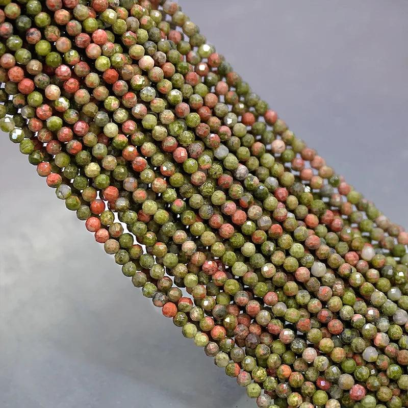 Natural Stone Faceted Unakite Jaspers Round Beads 15'' 2mm/3mm