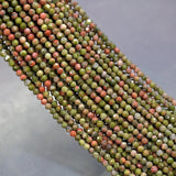 Natural Stone Faceted Unakite Jaspers Round Beads 15'' 2mm/3mm