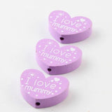 10pcs Wooden Spacer Heart Beads (I love mummy) for Jewelry Making