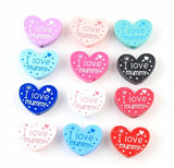 10pcs Wooden Spacer Heart Beads (I love mummy) for Jewelry Making