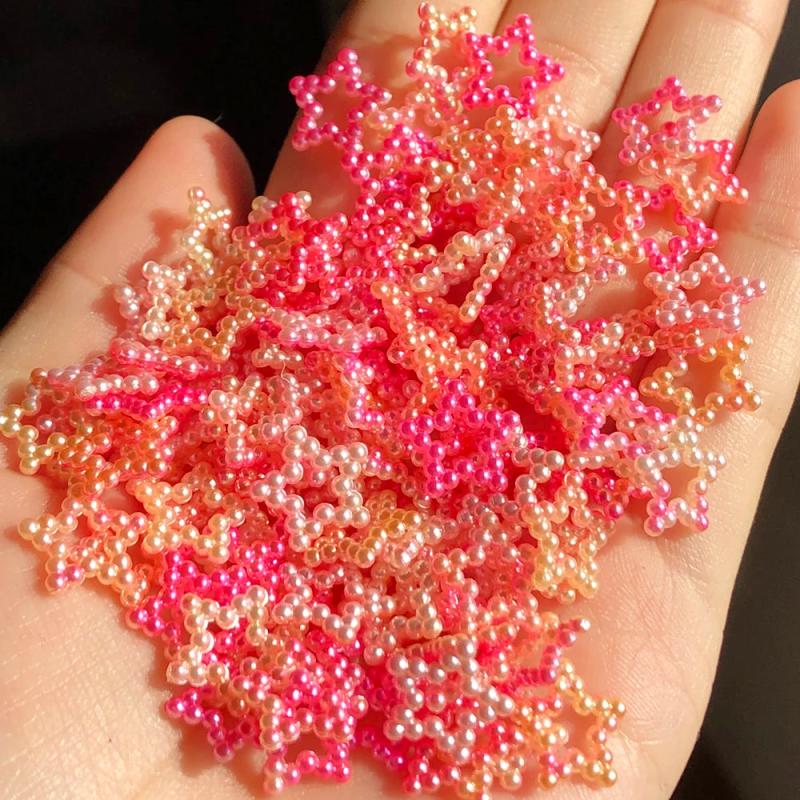 100/200pcs Multicolor Star ABS Hollow Pearl Loose Beads DIY Crafts
