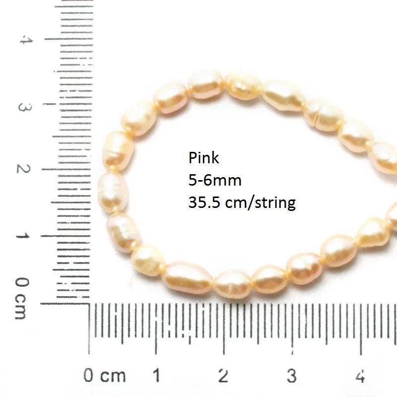 35.5cm Pink Freshwater Pearl Rice Shape Beads Strand for DIY Jewelry Making