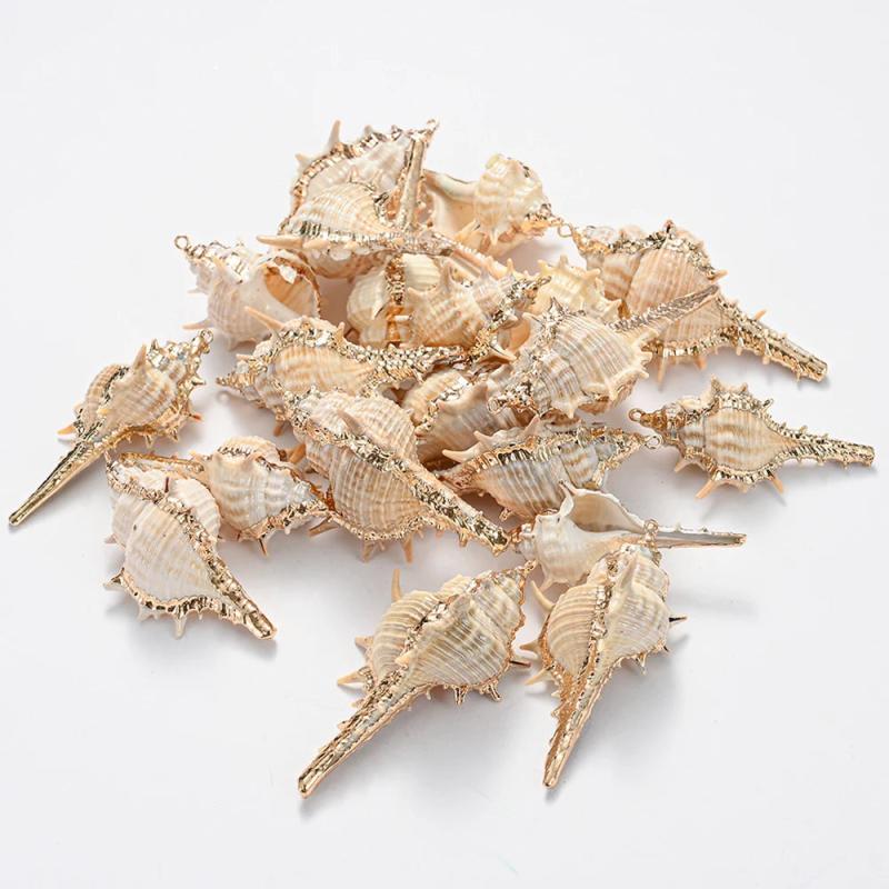 5pcs Natural Conch Shell Charms Pendant for DIY Jewelry Making