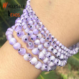 Purple Evil Eye Natural Stone Beads 15''