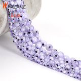Purple Evil Eye Natural Stone Beads 15''