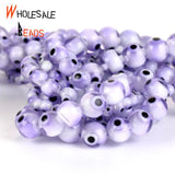 Purple Evil Eye Natural Stone Beads 15''