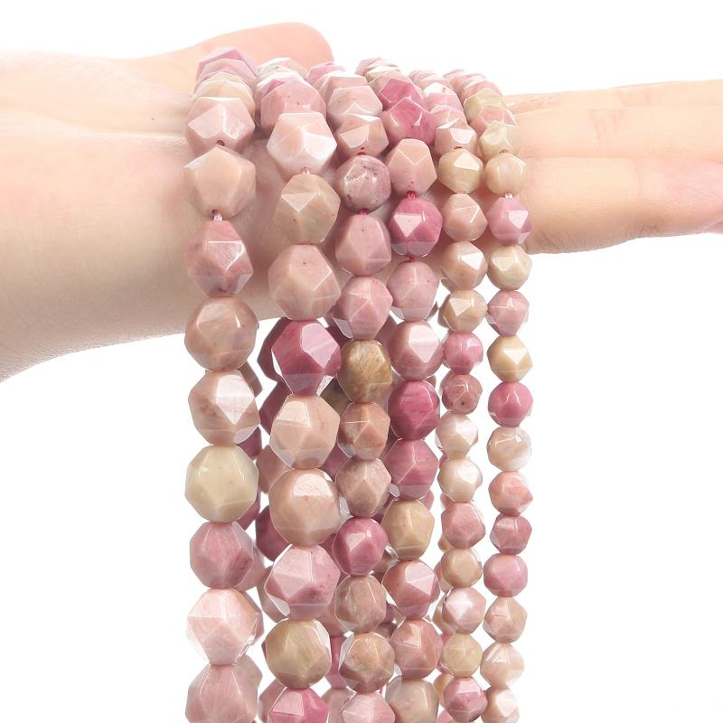 Faceted Red Veins Natural Stone Spacer Beads for Jewelry Making