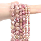 Faceted Red Veins Natural Stone Spacer Beads for Jewelry Making
