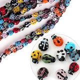 40pcs Mixed Colours Lampwork Glass Ladybug Beads 7x9mm DIY Jewelry Beads