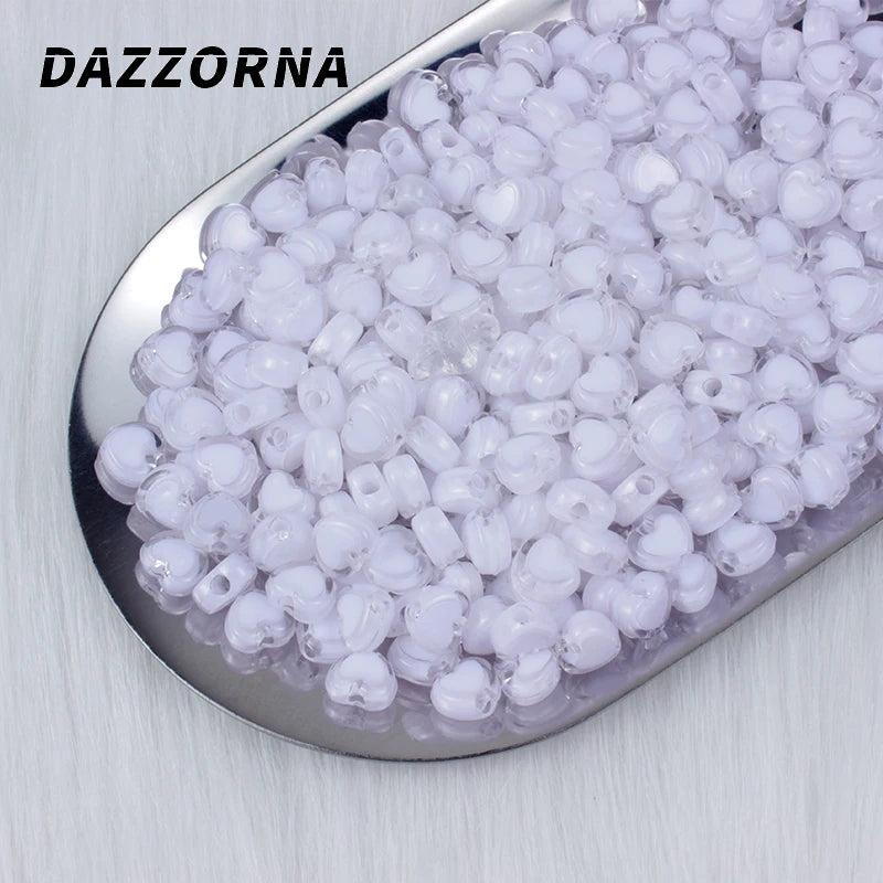 100-400Pcs 4x7mm Heart Acrylic Beads Spacer Jewelry Making DIY Bracelet