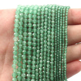3mm Green Aventurine Faceted Seed Round Beads 15 Inches