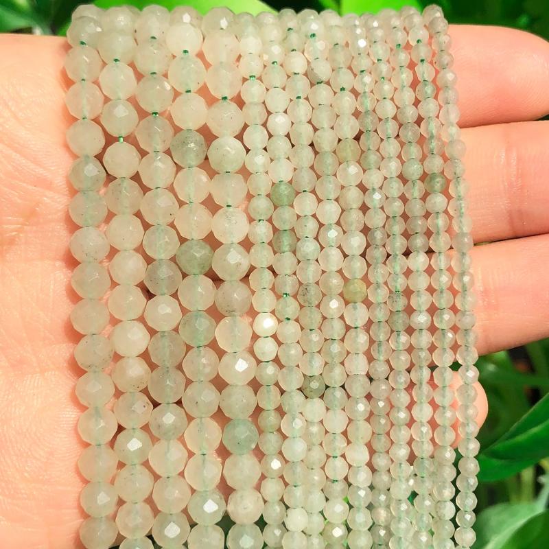 Green Aventurine Faceted Stone Beads for Jewelry Making