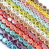10mm Smiley Ceramic Beads Multicolor Round Flat DIY Jewelry Making