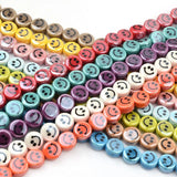 10mm Smiley Ceramic Beads Multicolor Round Flat DIY Jewelry Making