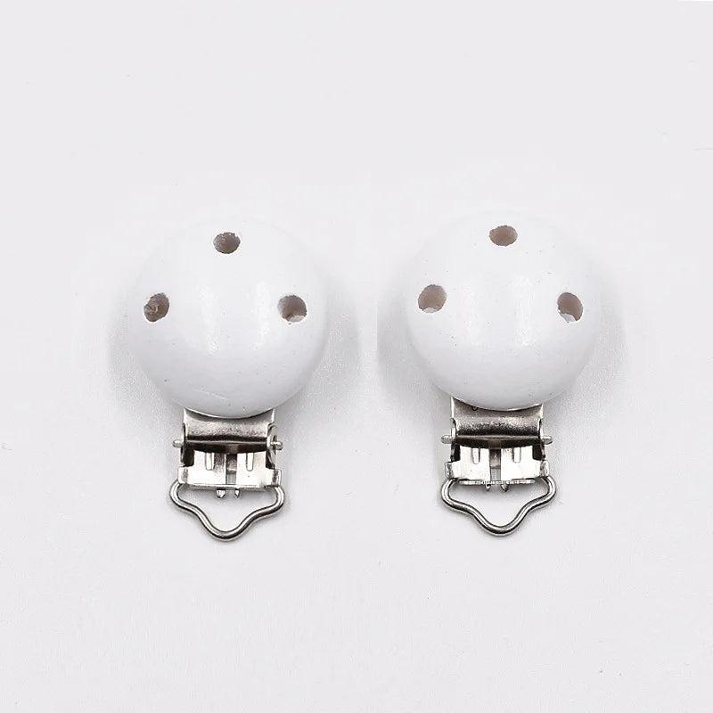 5Pcs Round Wood Pacifier Clip Teething Bead DIY Chain Accessories