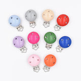 5Pcs Round Wood Pacifier Clip Teething Bead DIY Chain Accessories