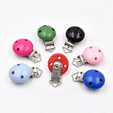 5Pcs Round Wood Pacifier Clip Teething Bead DIY Chain Accessories