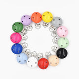 5Pcs Round Wood Pacifier Clip Teething Bead DIY Chain Accessories