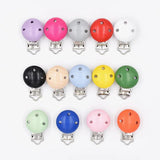 5Pcs Round Wood Pacifier Clip Teething Bead DIY Chain Accessories