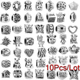 10Pcs Silver Life Tree Heart Charms Beads Pendant DIY Bracelets Necklaces