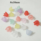 50Pcs Frosted Lily Of The Valley Flower Loose Beads Acrylic Abs Pearl Beads