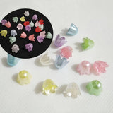 50Pcs Frosted Lily Of The Valley Flower Loose Beads Acrylic Abs Pearl Beads