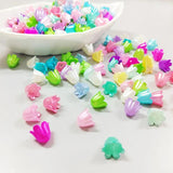 50Pcs Frosted Lily Of The Valley Flower Loose Beads Acrylic Abs Pearl Beads
