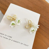 50Pcs Frosted Lily Of The Valley Flower Loose Beads Acrylic Abs Pearl Beads