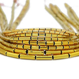 Long Tube Hematite Beads Plated Natural Stone Round Cylinder Spacer Loose Beads