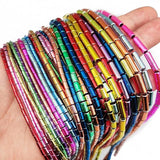 Long Tube Hematite Beads Plated Natural Stone Round Cylinder Spacer Loose Beads