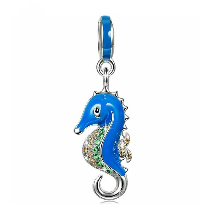 Enamel Bead CZ Pendant Fit DIY Silver Bracelet Jewelry Making