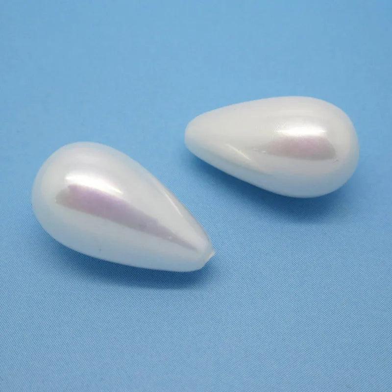 White Shell Pearl Water Drop Beads - 2pcs, Jewelry Making Supplies