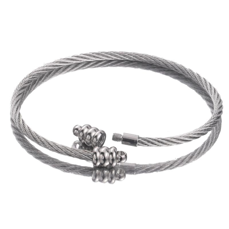 2pcs Spiral Stainless Steel Adjustable Pendant Charms DIY Bracelet Accessories
