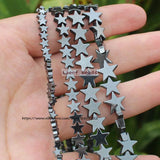 115pcs Natural Hematite Star Plate Beads 4/6/8/10mm DIY Jewelry Making