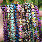 115pcs Natural Hematite Star Plate Beads 4/6/8/10mm DIY Jewelry Making