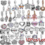 10Pcs/Lot SISTER MOM Charms Dangles For Bracelets Necklaces Women Men Jewelry