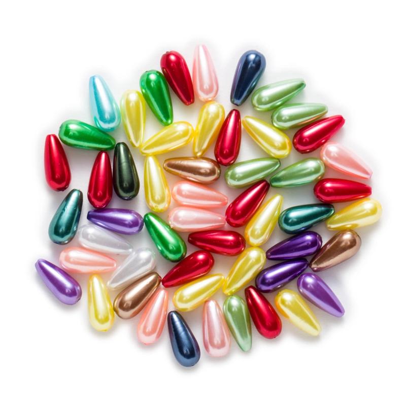 50 Mixed Teardrop Pearl Beads 15x8mm Jewelry Making Spacer