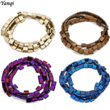 5*5mm Double Hole Hematite Beads Natural Stone Spacer Bracelet Accessories