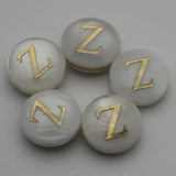 Mother Of Pearl Shell Grain Bead Letter Charms Pendant Jewelry Making