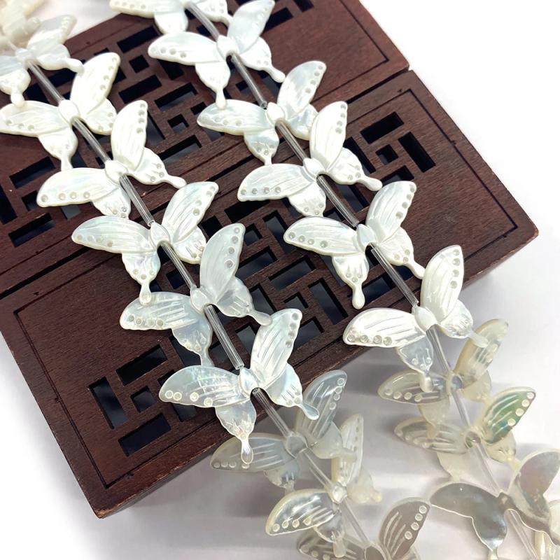 Mother of Pearl Loose Beads Butterfly Yellow for DIY Jewelry Making