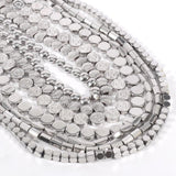 Silver Hematite Stone Flat Round Spacer Beads for Jewelry Making
