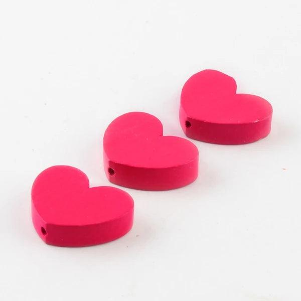 10pcs Heart-Shaped Wood Beads for DIY Jewelry Making