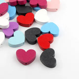 10pcs Heart-Shaped Wood Beads for DIY Jewelry Making