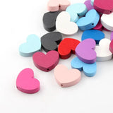 10pcs Heart-Shaped Wood Beads for DIY Jewelry Making