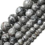 Faceted Grey Map Stone Loose Beads for Jewelry Making DIY Bracelet Accessories