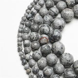 Faceted Grey Map Stone Loose Beads for Jewelry Making DIY Bracelet Accessories
