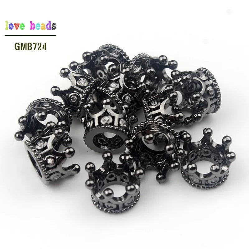 7*9mm CZ Crown Beads for DIY Jewelry Making, Copper Spacer Beads 5pcs