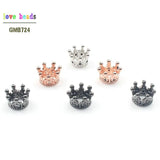7*9mm CZ Crown Beads for DIY Jewelry Making, Copper Spacer Beads 5pcs
