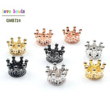7*9mm CZ Crown Beads for DIY Jewelry Making, Copper Spacer Beads 5pcs