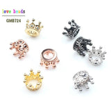 7*9mm CZ Crown Beads for DIY Jewelry Making, Copper Spacer Beads 5pcs